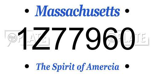 1Z77960 Massachusetts License Plate