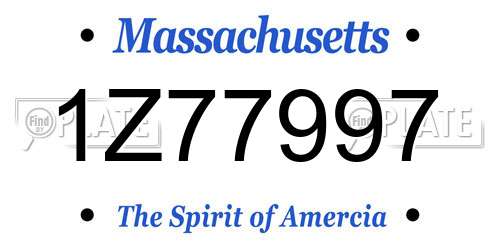 1Z77997 Massachusetts License Plate