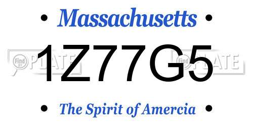 1Z77G5 Massachusetts License Plate