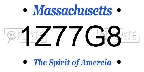 1Z77G8 Massachusetts License Plate