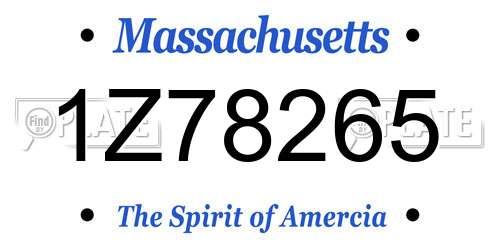 1Z78265 Massachusetts License Plate