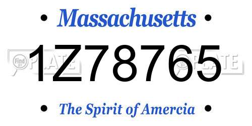 1Z78765 Massachusetts License Plate
