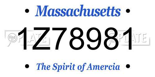 1Z78981 Massachusetts License Plate