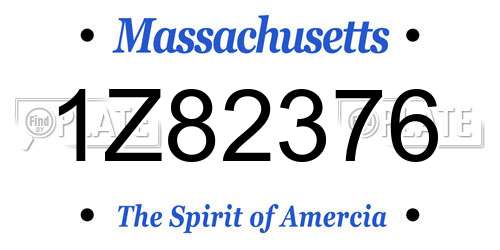 1Z82376 Massachusetts License Plate