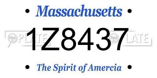 1Z8437 Massachusetts License Plate