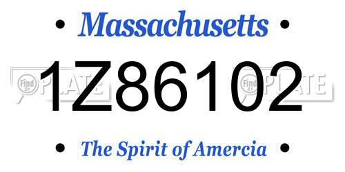 1Z86102 Massachusetts License Plate