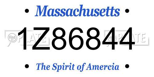 1Z86844 Massachusetts License Plate