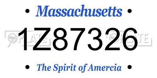 1Z87326 Massachusetts License Plate