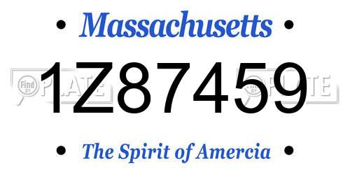 1Z87459 Massachusetts License Plate