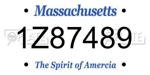 1Z87489 Massachusetts License Plate
