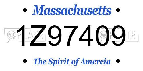 1Z97409 Massachusetts License Plate