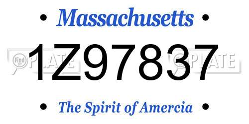 1Z97837 Massachusetts License Plate