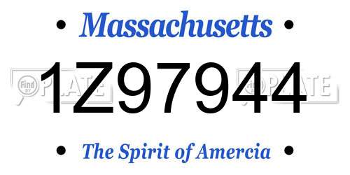 1Z97944 Massachusetts License Plate