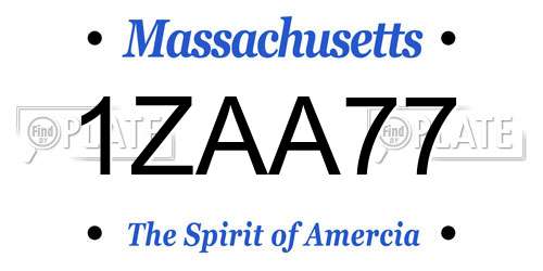1ZAA77 Massachusetts License Plate