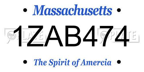 1ZAB474 Massachusetts License Plate