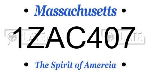 1ZAC407 Massachusetts License Plate