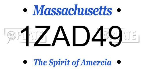 1ZAD49 Massachusetts License Plate