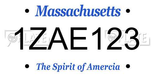 1ZAE123 Massachusetts License Plate
