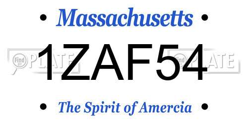 1ZAF54 Massachusetts License Plate