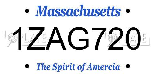 1ZAG720 Massachusetts License Plate