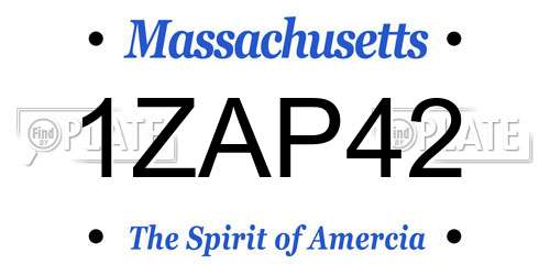 1ZAP42 Massachusetts License Plate