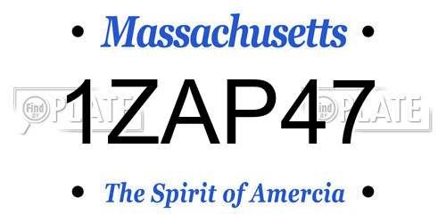 1ZAP47 Massachusetts License Plate