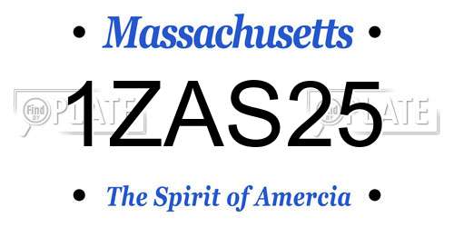 1ZAS25 Massachusetts License Plate