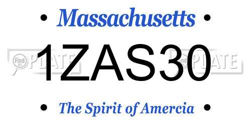 1ZAS30 Massachusetts License Plate