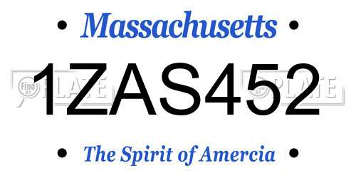 1ZAS452 Massachusetts License Plate