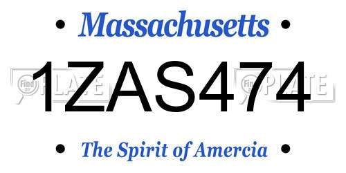 1ZAS474 Massachusetts License Plate