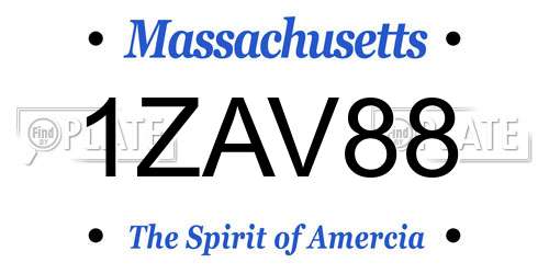 1ZAV88 Massachusetts License Plate