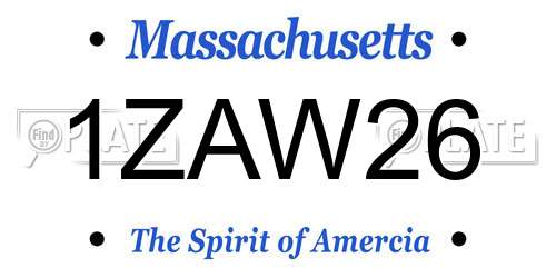 1ZAW26 Massachusetts License Plate