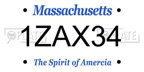 1ZAX34 Massachusetts License Plate