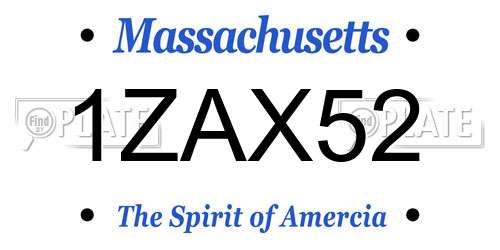 1ZAX52 Massachusetts License Plate
