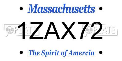 1ZAX72 Massachusetts License Plate