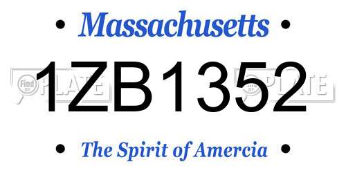 1ZB1352 Massachusetts License Plate