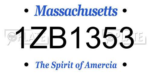 1ZB1353 Massachusetts License Plate