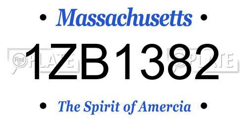 1ZB1382 Massachusetts License Plate