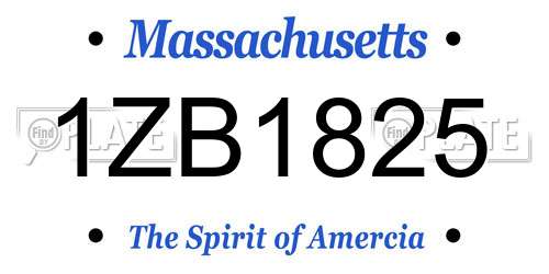 1ZB1825 Massachusetts License Plate