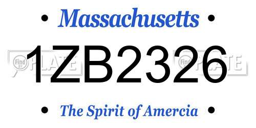1ZB2326 Massachusetts License Plate