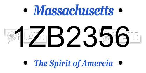 1ZB2356 Massachusetts License Plate