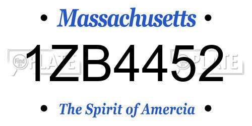 1ZB4452 Massachusetts License Plate