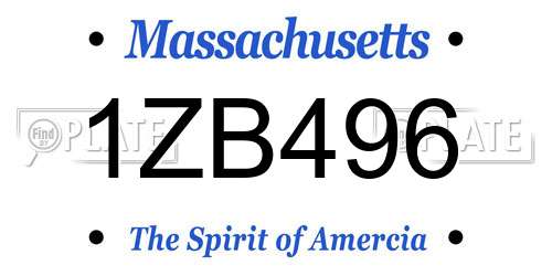 1ZB496 Massachusetts License Plate