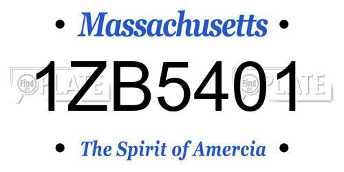 1ZB5401 Massachusetts License Plate