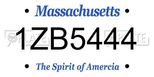 1ZB5444 Massachusetts License Plate