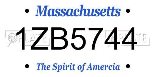 1ZB5744 Massachusetts License Plate