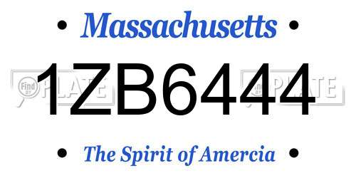 1ZB6444 Massachusetts License Plate