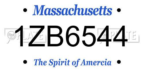1ZB6544 Massachusetts License Plate