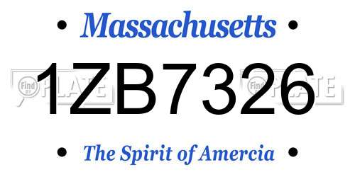 1ZB7326 Massachusetts License Plate