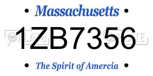 1ZB7356 Massachusetts License Plate